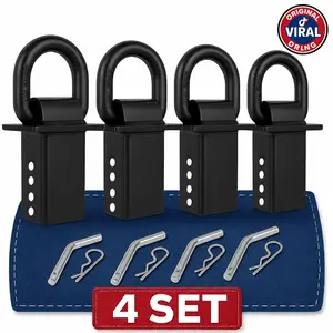 Torvec Heavy Duty Adjustable Trailer Stake Pocket D Ring w/ 1/2" Hitch Pin, WLL 24000 lbs & 4 Holes for Adjustmen, Stake Pocket D-Ring Tie Downs Utility for Flatbed Trucks and Trailer 4 Pack Hardware Industrial Black