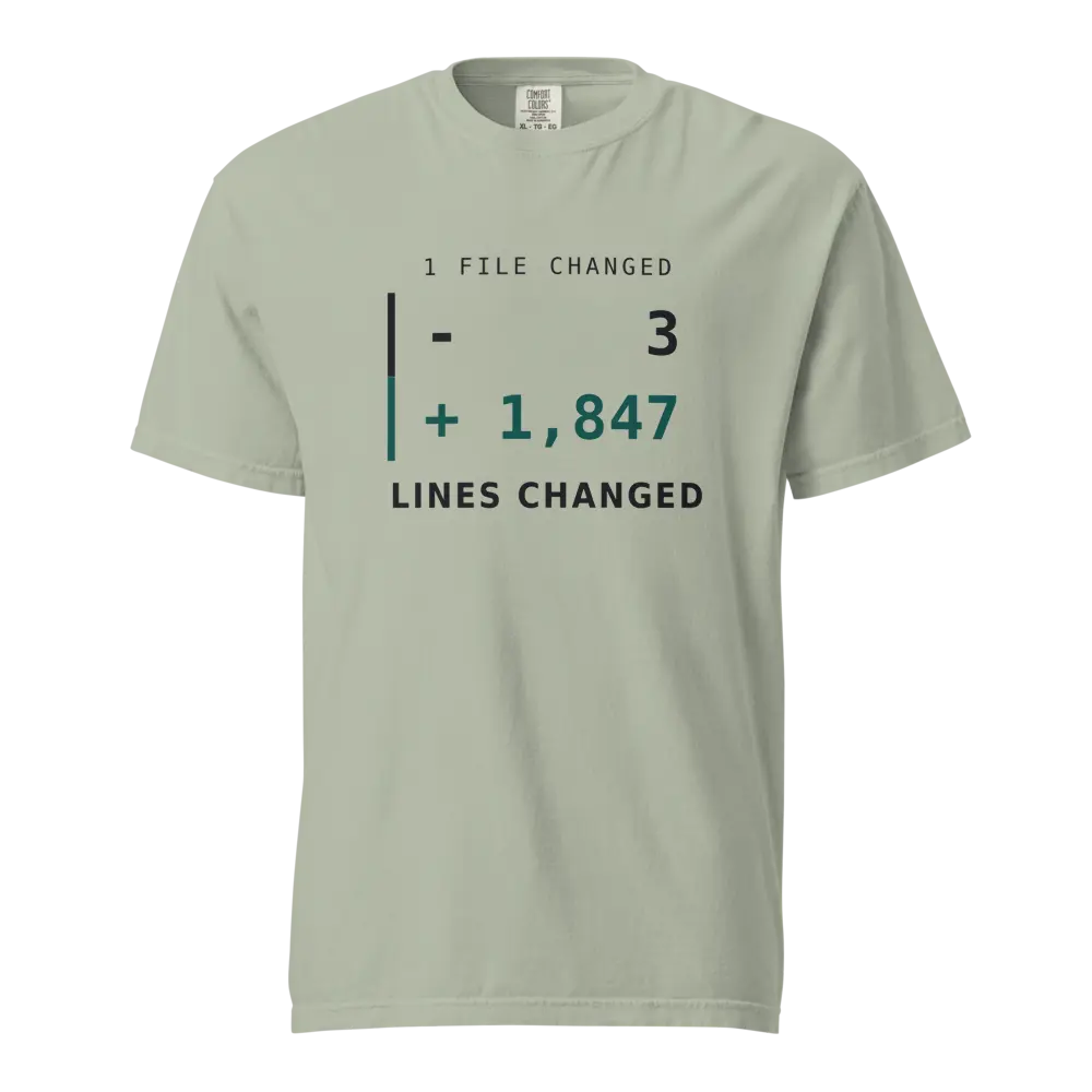 One File Changed T-Shirt - Funny Code Review Gift for Programmers - Garment Dyed Unisex Tee, Sizes S to 4XL
