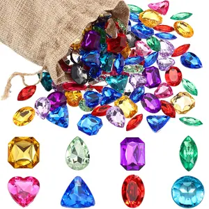 100PCS Pirate Treasure Toy Gems Multicolor Acrylic Diamonds Plastic Jewels with Bag for Party Favors Decor