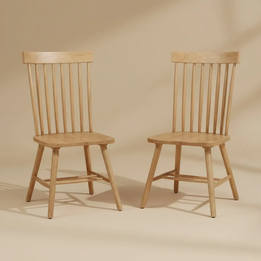 Andrews Windsor Spindle Back Light Ash Dining Side Chair (Set of 2)