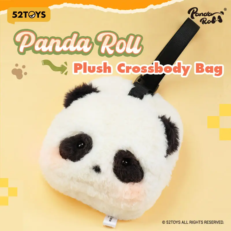 52TOYS Panda Roll Plush Crossbody Bag, Kawaii Creative Stuffed Animal, Super Soft Fluffy Toy, Ideal Birthday Party Gift & Room/Desktop Decor