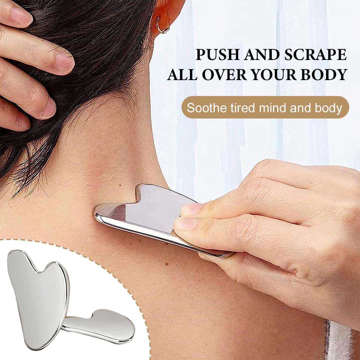 Premium Stainless Steel GuaSha Facial Tools Heart Shape Massage Tool Premium Stainless Steel Gua Sha Facial Care Tool - Durable Metal Massage Metal Beauty Essentials