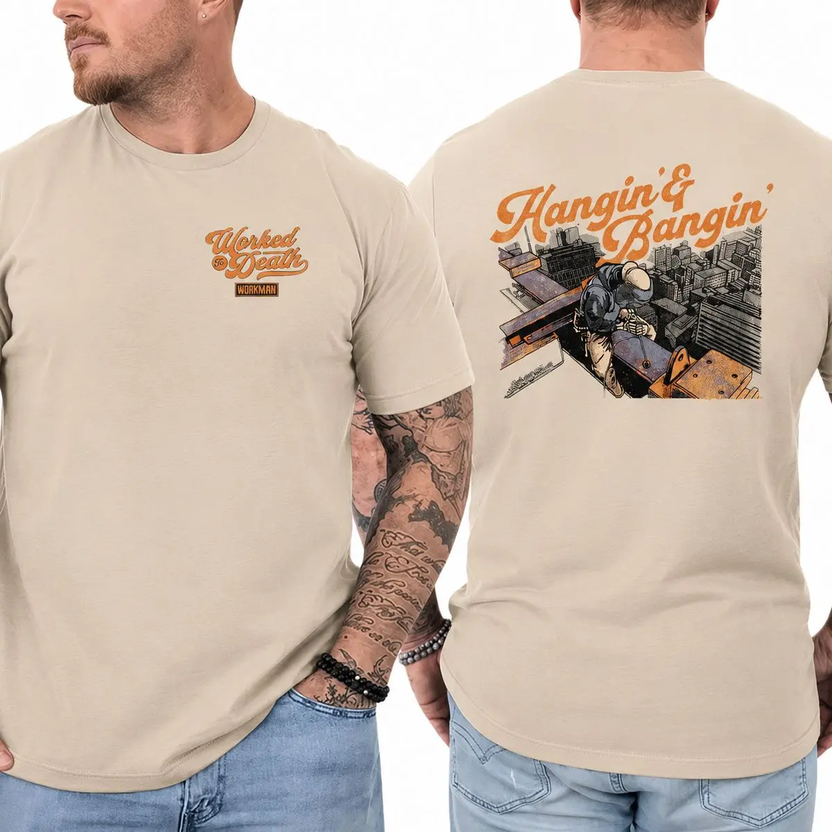 Ironworker T Shirt Vintage Structural Steel Worker Graphic Tee Construction Gift For Men, Unisex Casual Graphic T-Shirts Classic Cotton