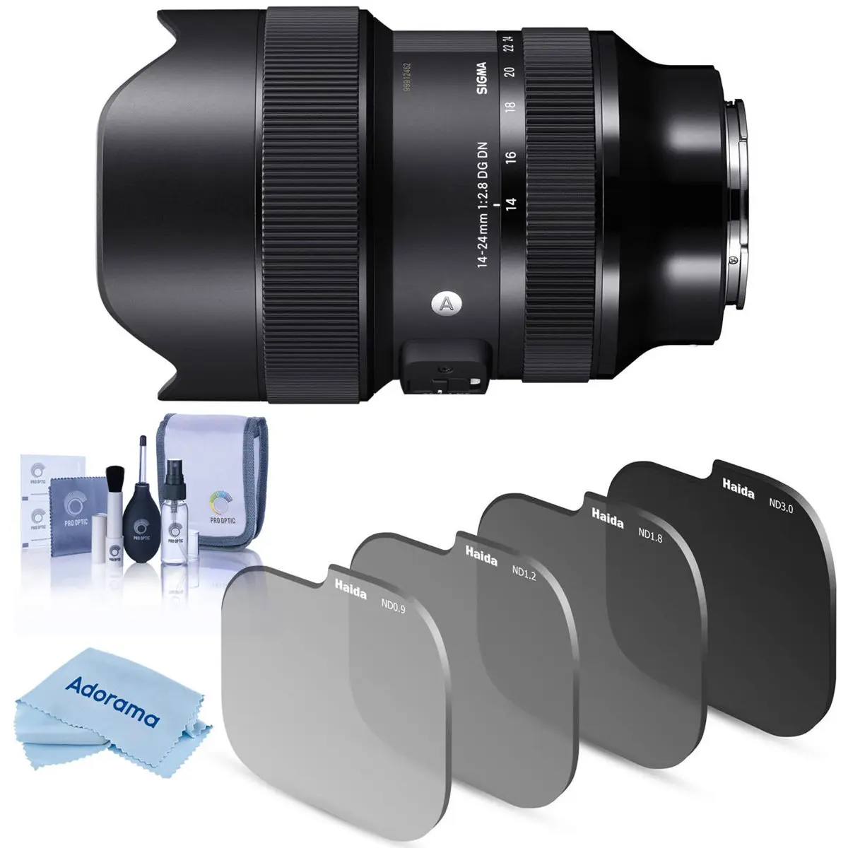 Sigma 14-24mm f/2.8 DG DN ART Lens for Sony E Bundle with Haida Rear Lens Lock ND Filter Kit, Cleaning Kit, and Microfiber Cleaning Cloth