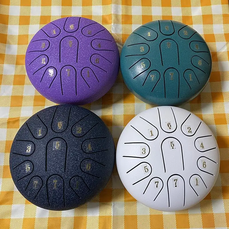 6 Inch 11-tone Ethereal Drum, Portable Mini Steel Drum with Drumsticks & Music Book & Storage Bag, Musical Instrument for Music Education