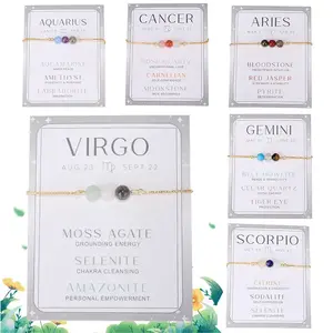 Zodiac Bracelets for Women 12 Constellations Crystal Stone Beads Bracelet Birthday Zodiac Gifts Horoscope Spiritual Bracelet