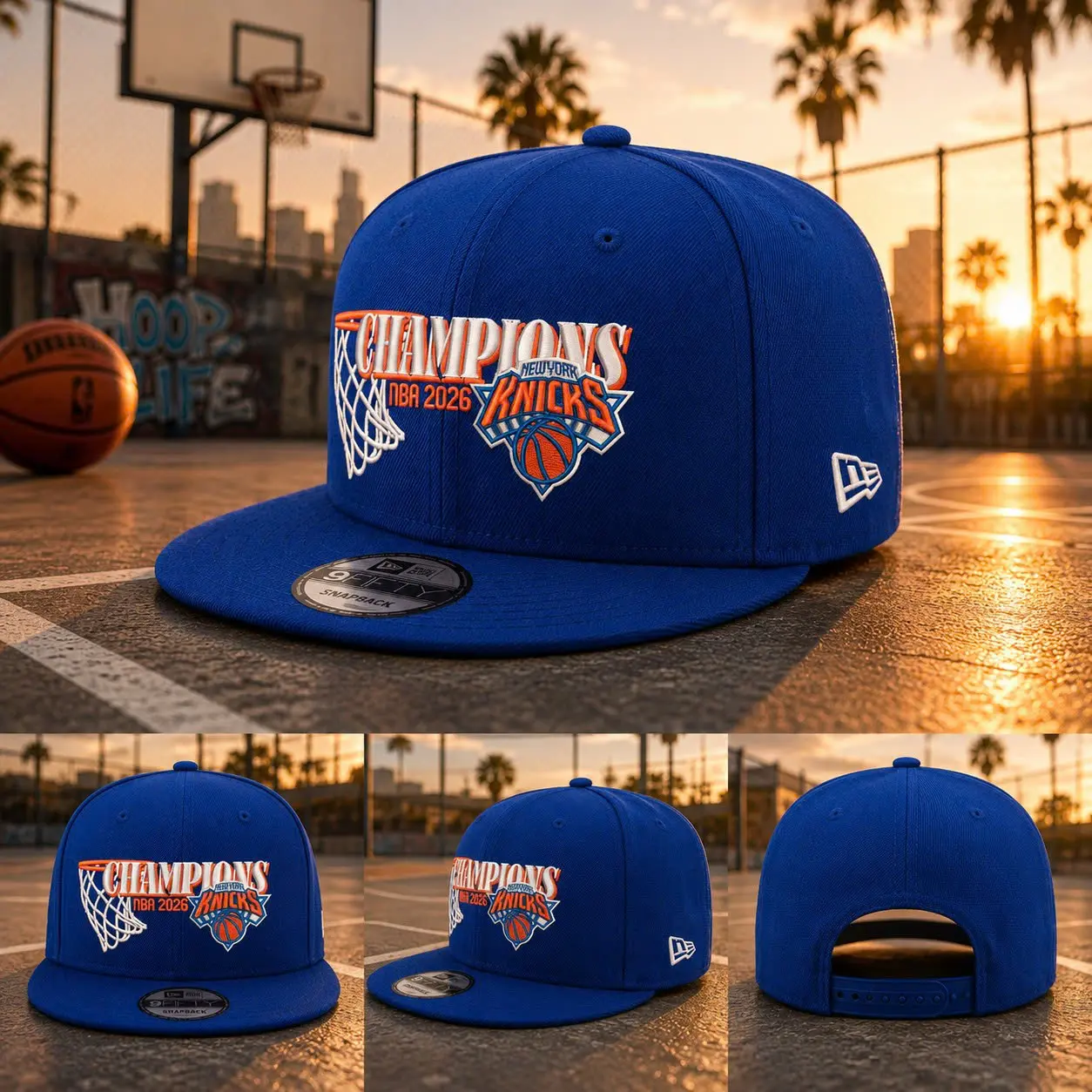 New Era New York Knicks Blue Conference Champions Finals Adjustable Snapback Hat - Tiktok Shop