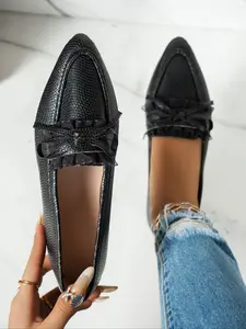 Women's Elegant Pointed Toe Flat Shoes, Walking Shoes, Bow Decor, Casual Fashion, Large Size, Comfortable Non-Slip, All Seasons, Home & Outdoor