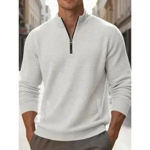 Men's autumn and winter wool pullover hooded sweatshirt with half zipper design, soft and warm casual sportswear, suitable for daily wear