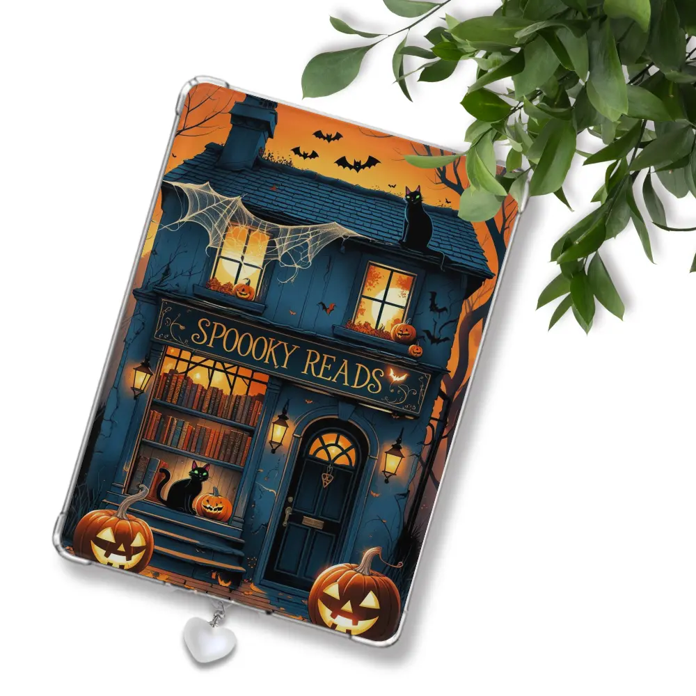 Spooky Reads Bookshop | Halloween Spooky Reader Insert for Clear Case | Bookish Accessories Laptop Skin Durable Cover