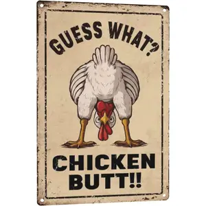 Chicken Funny Metal Tin Sign Vintage Farmhouse Wall Decor for Kitchen Coop Barn Yard Rustic Rooster Art Poster Gifts for Farmers Outdoor Indoor Decoration