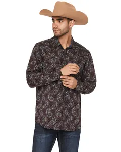 Moonshine Spirit Men's Lava Paisley Print Long Sleeve Snap Western Shirt - Msfa25w12-Burg