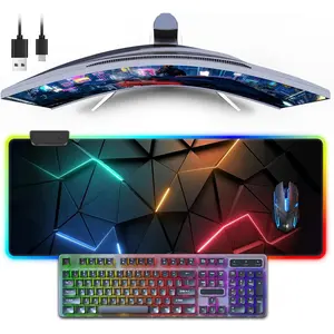 RGB  Pad Desk Pad, Large Gaming Mousepad with LED Light 13 Light Modes Touch Control Extended Soft Computer Keyboard Mat Pad, Desk Mat with Non-Slip Rubber Base for MacBook & Laptop(31.5X11.8)