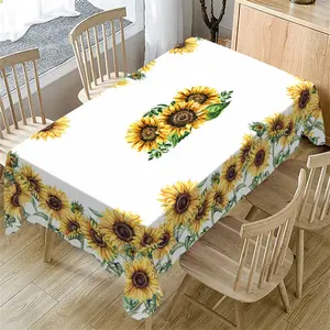 Rectangular Tablecloth with Sunflower Pattern, Ideal for Indoor and Outdoor Use, Perfect for Kitchen, Parties, Weddings, Camping, Picnics