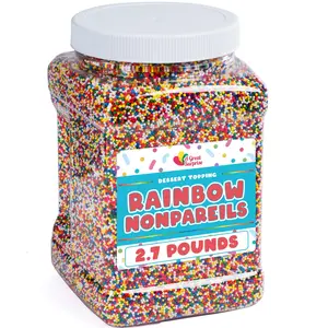 Easter Rainbow Nonpareils Sprinkles - 2.7 Pounds - Big Bulk - Bulk Ice Cream Sprinkles - Rainbow Toppings for Cake Decorating, Cookies, Cupcakes