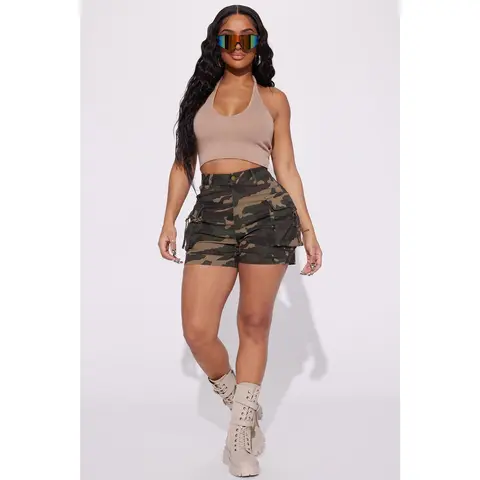 High Status Camo Cargo Short - Olive/combo