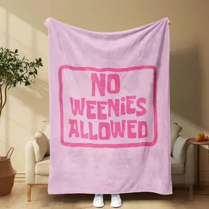 No Weenies Allowed Letter Pattern Blanket, 1Count Soft Comfortable Throw Blanket, WarmNapping Blanket for Home Office Travel Camping