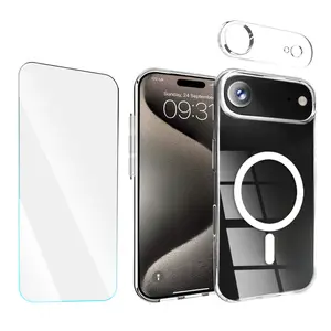 Entronix Bundle Compatible with iPhone 17 Air - [Magnetic] Clear Case, 1 Clear Screen Protector & 1 Camera Lens Protector