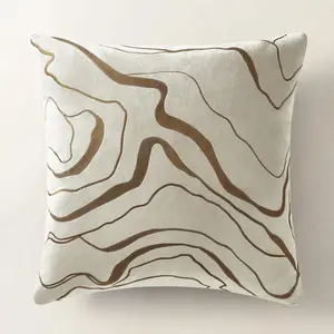Z Gallerie Encina 22" Topography Design Home Decorative Cushion, Removable Sofa Cushion Cover - Rust/Ivory, Silver/Ivory Home Textile