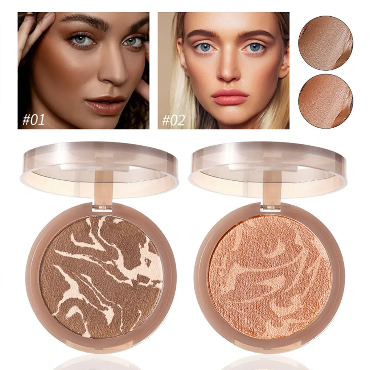 Matte Antique Copper Contour Powder Bronzer, Facial Contouring Makeup, Smooth Easy Application, Natural Sun-Kissed Look, Portable Design, Instant Makeup Finish