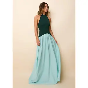 Halter Soglio Dress Evergreen / Sky