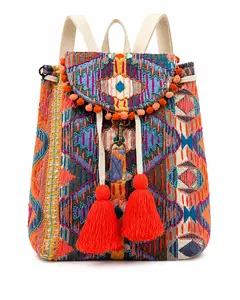 Desert Bloom Western Boho Backpack – Colorful Woven Tassel Bag for Women