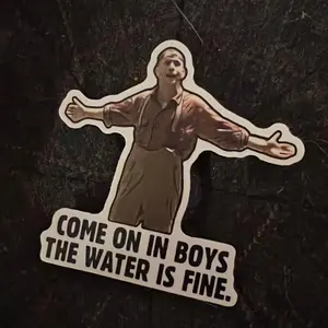 O Brother Where Art Thou “Delmar Baptism “, Hard Hat Sticker, Blue Collar Sticker, Construction Sticker, Hard hat stickers, lunchbox sticker, Journeyman, 409 carpenters, working class