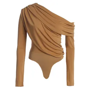 Beige Ultra High Neck Bodysuit