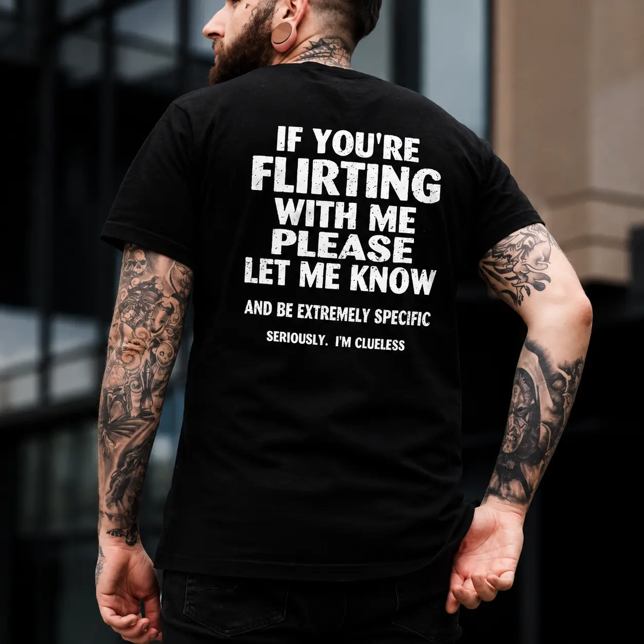 If You're Flirting With Me Please Let Me Know T-shirt, Basic Tee, Basic Cotton Crewneck. Classic Fabric Streetwear Prints