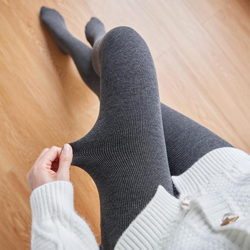 Cotton vertical stripe dragon fleece leggings women wear autumn and winter combed cotton leggings with cashmere pantyhose