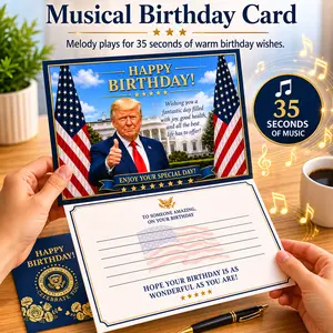 Talking Trump Birthday Card with Real Trump Voice – Funny 5x7 Card with 35-Second Audio Message, Premium Gag Gift for Friends, Family & Birthday Celebrations pop musical birday