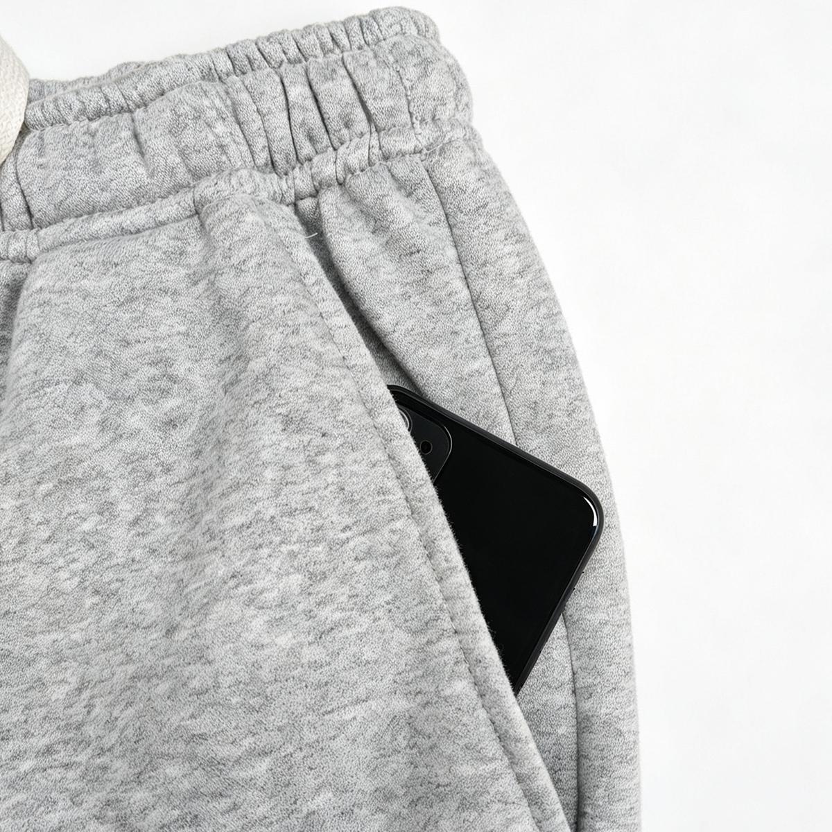 Set of 3 women’s loose casual fleece cotton loungewear pants for autumn/winter, solid color basic office wide-leg pants with a simple design that’s versatile; women’s sports pants made from comfortable fabric with a casual drawstring waistband and a relax