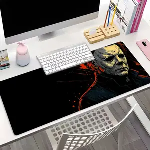 Large Desk Pad, Horror Killer Extended Mouse Pad, Non-Slip Rubber Base Keyboard Pad for Gaming & Work, Creepy Thriller Aesthetic Desk Mat, Great Gift for Gamers and Horror Enthusiasts, Desk Accessory
