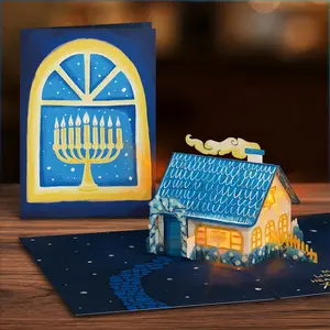 Home for Hanukkah Light-Up Pop-Up Card