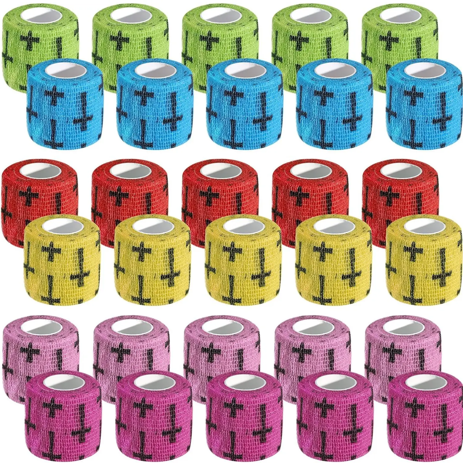 30 Pack Christian Athletic Tape Cross Sports Tape Self Adhesive Wrap 2 Inch x 5 FT for Training Fitness
