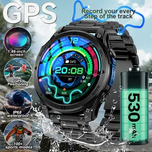 2026 New GPS Smartwatch, HD Large Screen, 530mah Battery, IP68 Waterproof, Magnetic Charging, Wireless Call, Voice Assistant, Multi-Sport Mode