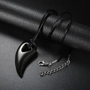 OIDEA Men Wolf Fang Tooth Pendant Stainless Steel Adjustable Necklace Alpha Spear Jewelry