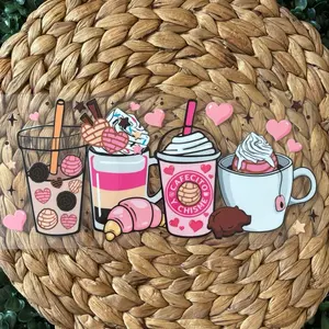 Conchas Cafecito y Chime UVDTF CUP WRAP with Heart Accents and Sweet Treats for Coffee Lovers