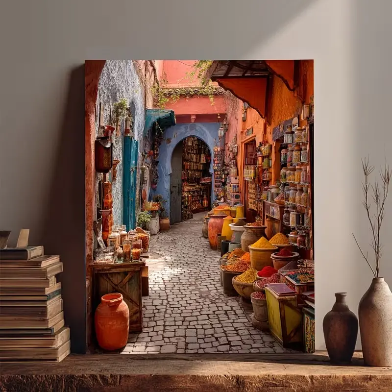 Moroccan Spice Market Poster, Colorful Travel Wall Art For Kitchen, Dining Room, Cafe, Hallway, Gift For Housewarming, Birthday