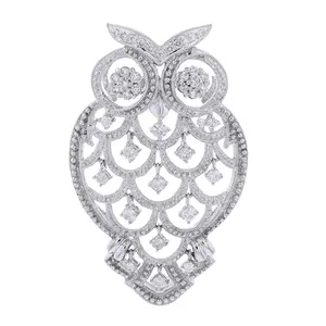 18K WG Diamond Owl Brooch