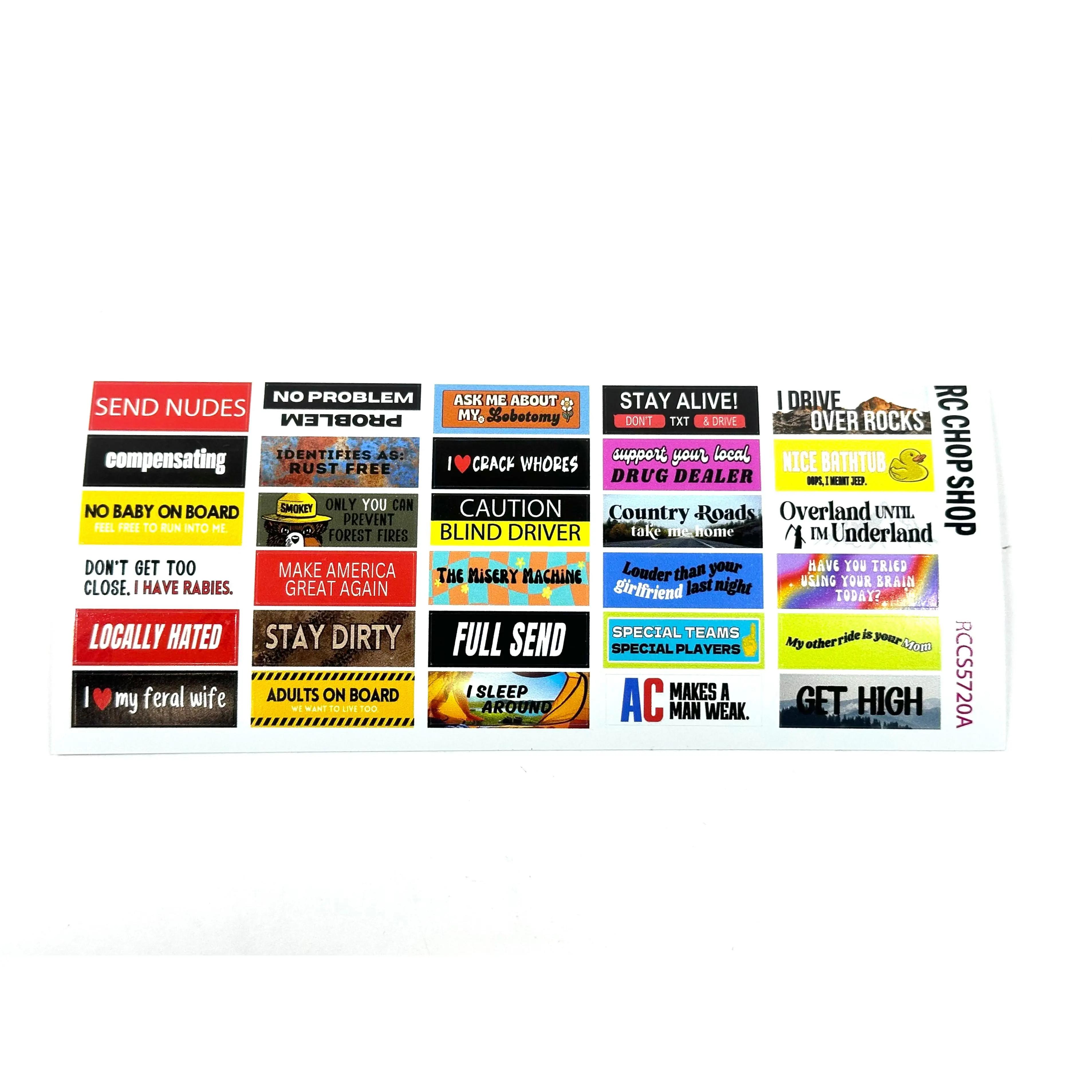 1/10 Scale Funny RC Bumper Stickers for RC Crawlers, Trucks, and Drift Cars (#1)
