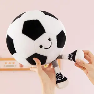 Cute Football Pillow Toy with Legs, Soft Plush Sports Pillow for Boys' Room, Adorable Football Gift Decoration