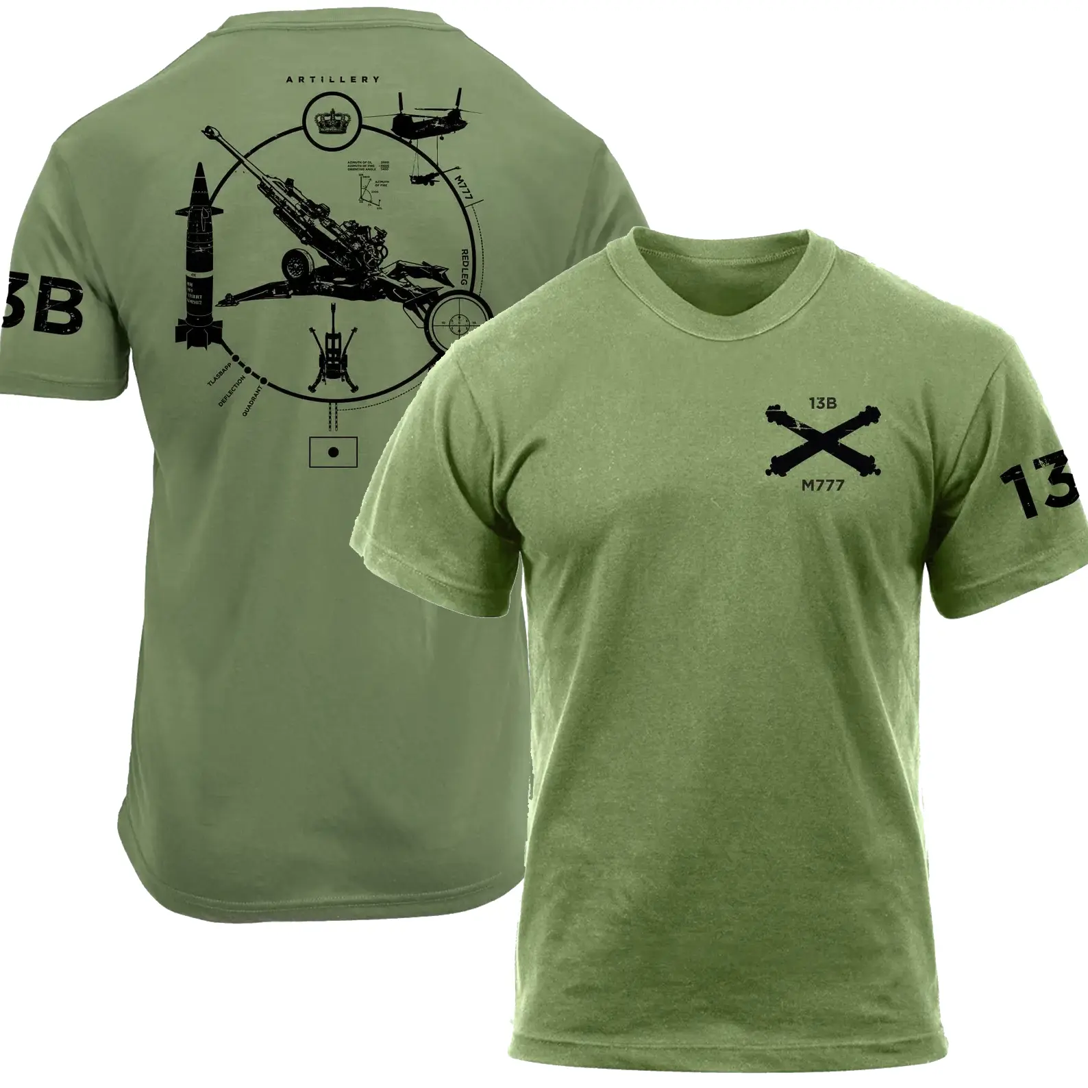 13B M777 Army T-Shirt, Field Artillery "King of Battle" Military Tee, Cannon Crewmembers former soldier Shirts Cotton Classic Top
