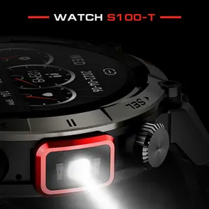 SmartWatch with Flashlight, 1.45" HD Outdoor Tactical Rugged Smartwatch, Sports Fitness Tracker Watch with Heart Rate Sleep Monitor Multifunctional Smartwatch