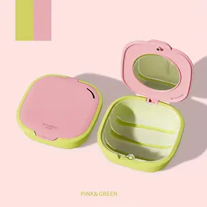 Portable Dopamine Dental Brace Storage Box - Single Item with Mirror, Drain Basket, Travel-Ready Orthodontic Oral Care Organizer for Retainers, Dentures, Teeth Sleeves