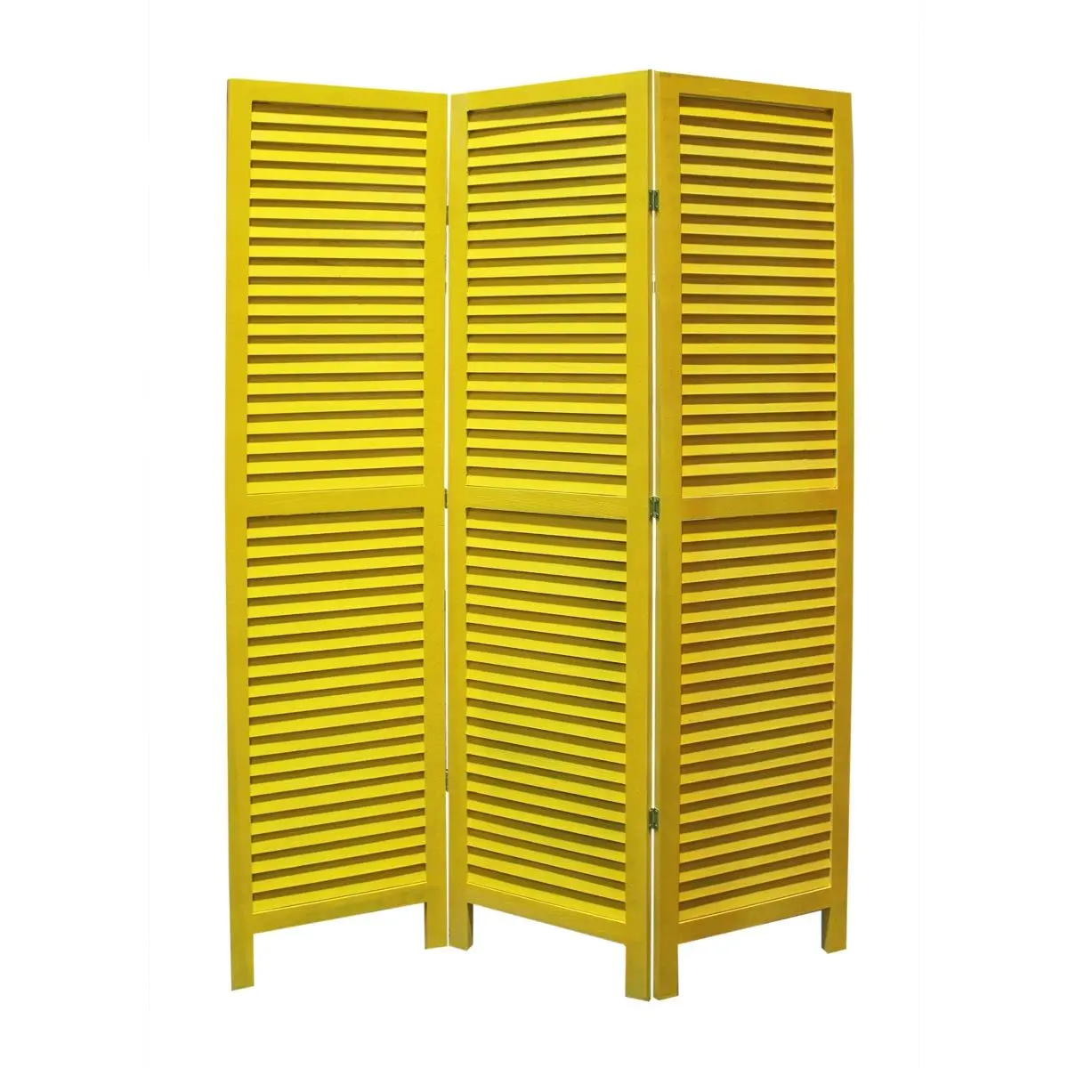 HomeRoots Furniture 274708 Rectangular Room Divider, Indoor Louvered Panels Home Decor Shutter Screen with Horizontal Slats