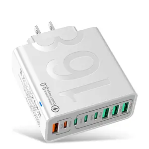 USB C Fast Charger Block, QC3.0/PD25W 8-Port USB C Fast Charging Wall Charger Brick,4USB A & 4 USB C PD3.0 Power Adapter Multiport Type C Charging Plug for iPhone 16/15/14/13,Pad Mini/Pro,AirPods 4,GalaxyS23, Travel Charger Block