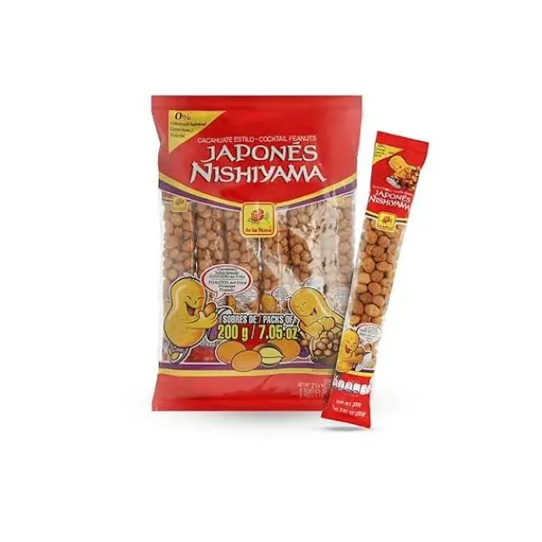 De La Rosa Japones Nishiyama Cocktail-Tube Cacahuate De La Rosa Estilo Japones Cocktail Japanese Peanuts 6 Pockets 2 Lbs Snacks Mexican