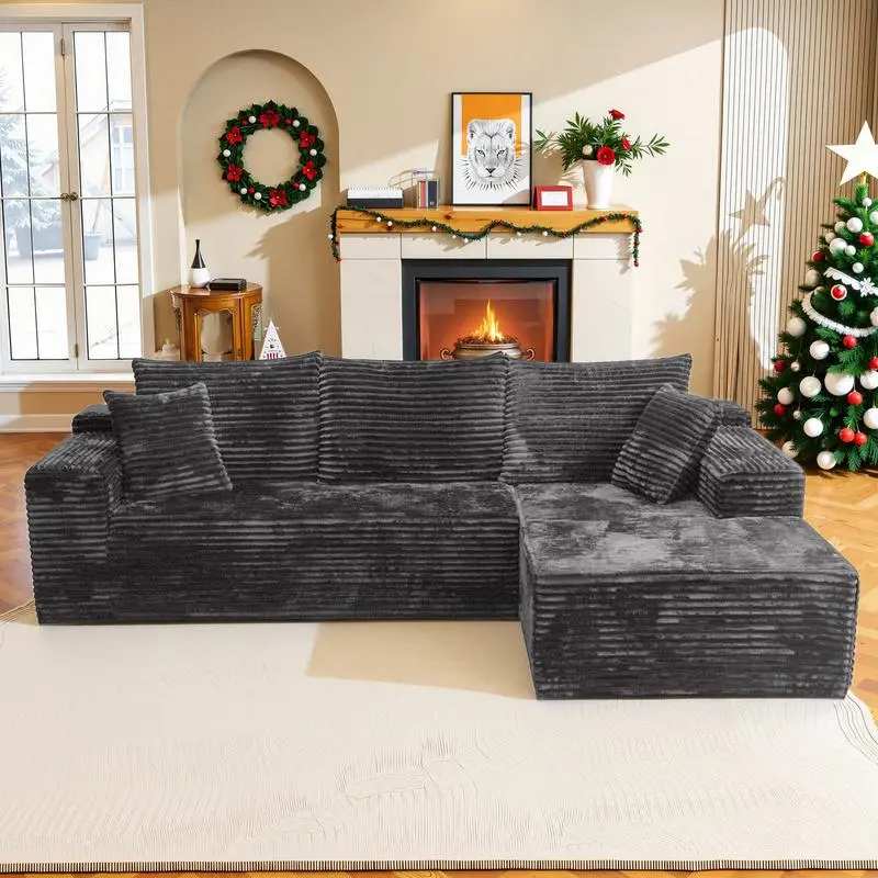 Gray Corduroy Right Recliner		