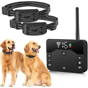 Wireless Dog Fence System for 2 Dogs, 2025 Newest Automatic Electric Fence for Dogs, Portable 2 in 1 Waterproof Training Shock Collar with Remote Control,Perimeter Dog Collar Up to 985ft Adjustable